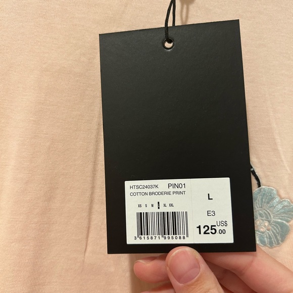 The Kooples 100% Cotton Pink Embroidered Skull T-Shirt Size L - Picture 5 of 9